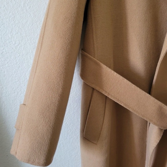 $475 Unworn Reiss Brooks Long Length Belted Wool Blend Overcoat in Camel - Picture 6 of 11